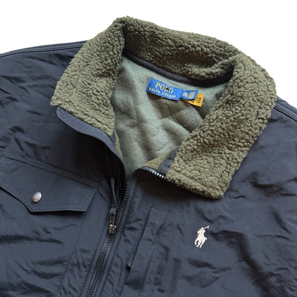 Polo Ralph Lauren Men's 2XL Green Sherpa Fleece Jacket Full Zip Casual High Pile - Picture 2 of 11